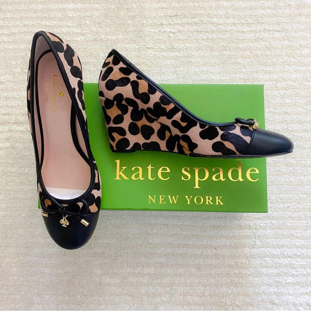 NWT Kate Spade Kacey leopard wedges
